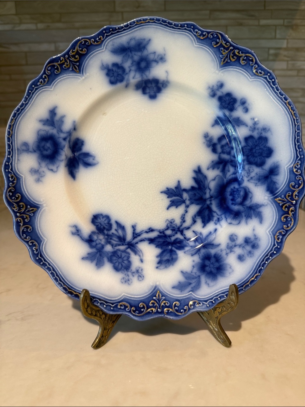 Antique Flow Blue Wood & Son Byzantine Royal Semi Porcelain made in England